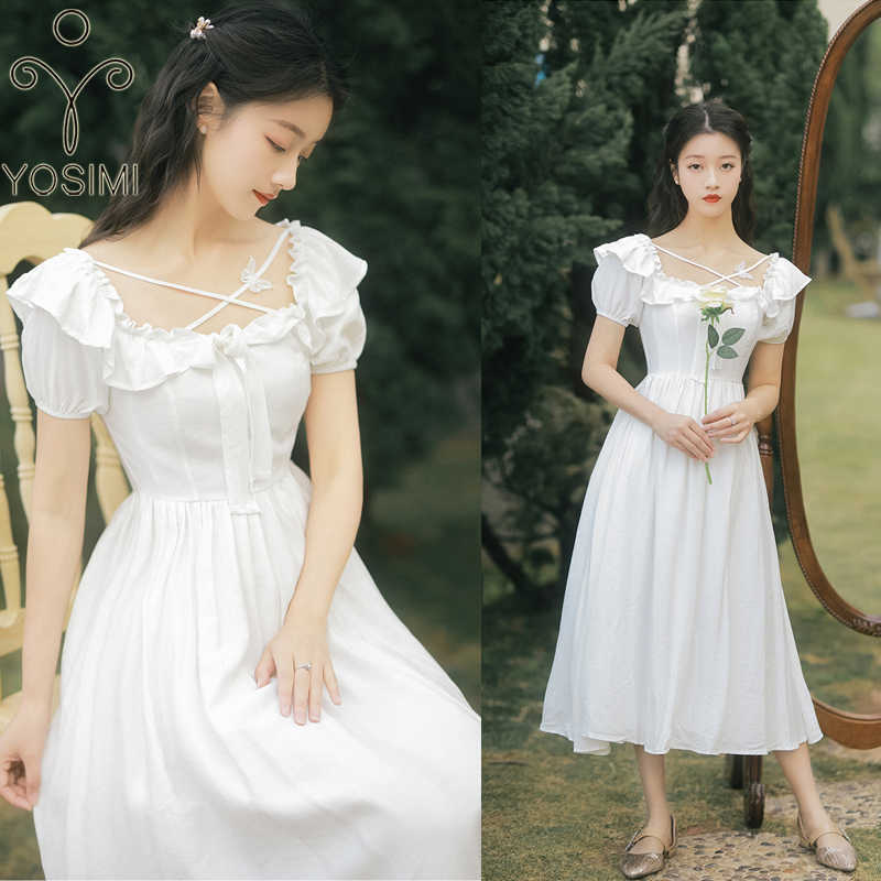 YOSIMI White Long Women Dress Summer Elegant Evening Party Square Collar Cotton Mid-calf Fariy Empire Sleeve Dresses 210604
YOSIMI White Long Women Dress Summer Elegant Evening Party Square Collar Cotton Mid-calf Fariy Empire Sleeve Dresses 210604
