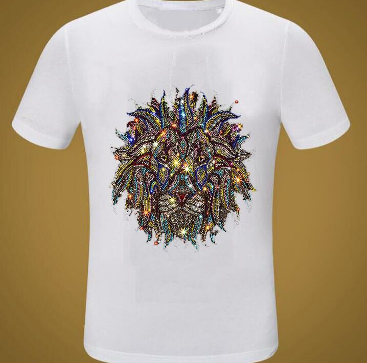 Chinese size summer style T-Shirts high quality Geometric Fashion crew neck hot drill Breathable, As shown 
Chinese size summer style T-Shirts high quality Geometric Fashion crew neck hot drill Breathable, As shown