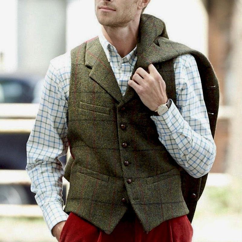 Men' Vests Army Green Vest Tweed Wool Waistcoat Slim Fit Lapel Plaid Suit Herringbone Tuxedo For Wedding Custom
Men' Vests Army Green Vest Tweed Wool Waistcoat Slim Fit Lapel Plaid Suit Herringbone Tuxedo For Wedding Custom