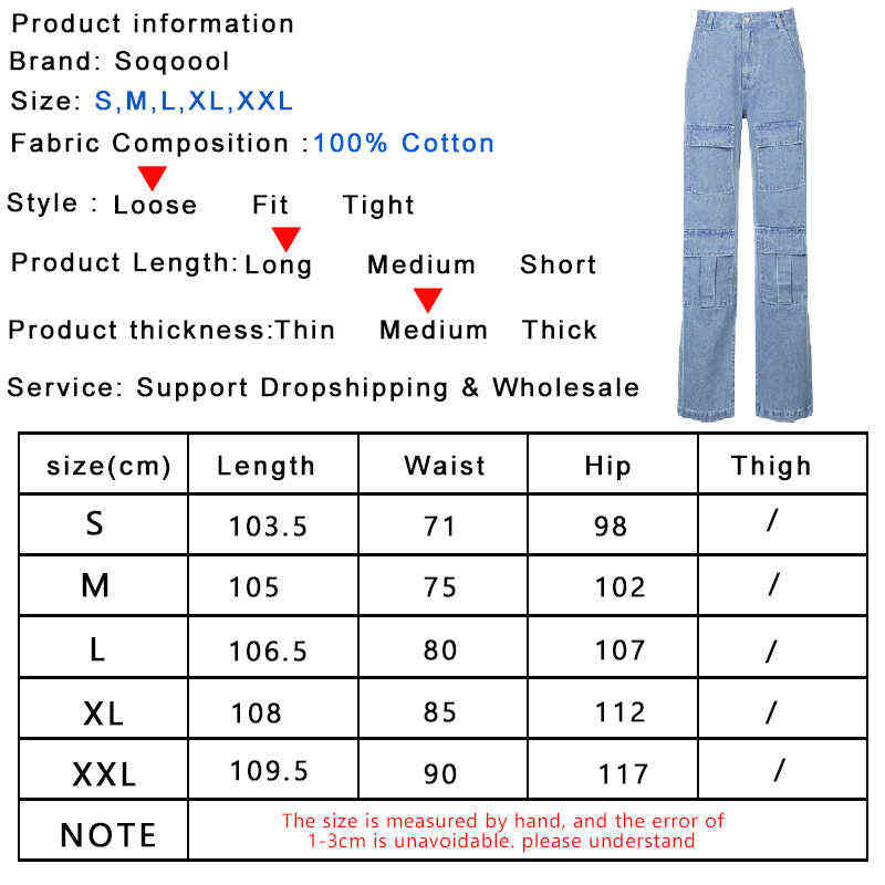 Women 90s Y2K Patchwork Wide Leg Mom Jeans Big Pocket Cargo Pants Vintage Mopping Casual Streetwear Boyfriend Denim 211129