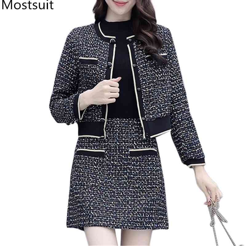 Vintage Elegant Tweed Two Piece Skirt Suit Sets Autumn Winter Coat + A-line Outfits Fashion Ladies Female Femme 210518, Picture color
Vintage Elegant Tweed Two Piece Skirt Suit Sets Autumn Winter Coat + A-line Outfits Fashion Ladies Female Femme 210518, Picture color