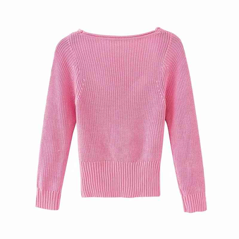 women sweet pink knitted sweaters fashion ladies elegant short sweater vintage female cute knitwear girls chic tops 210430