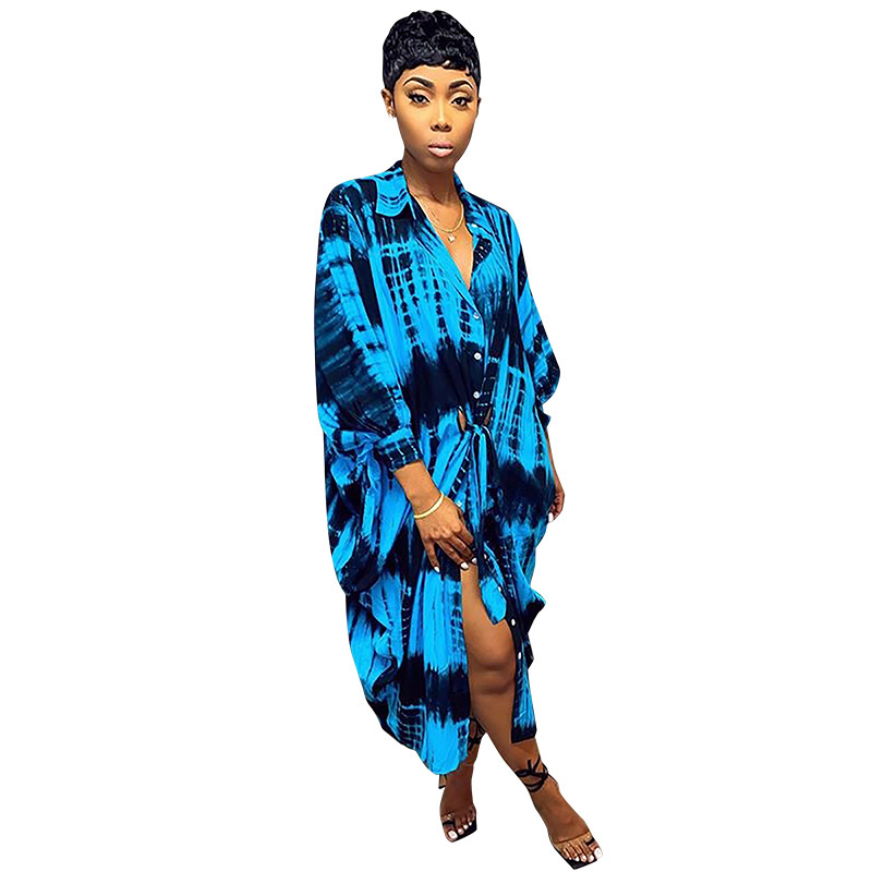 Women Dress Printed Loose Shirt Long Sleeve Oversized Ladies es Fashion Sexy Plus Size es Autumn Spring 210513