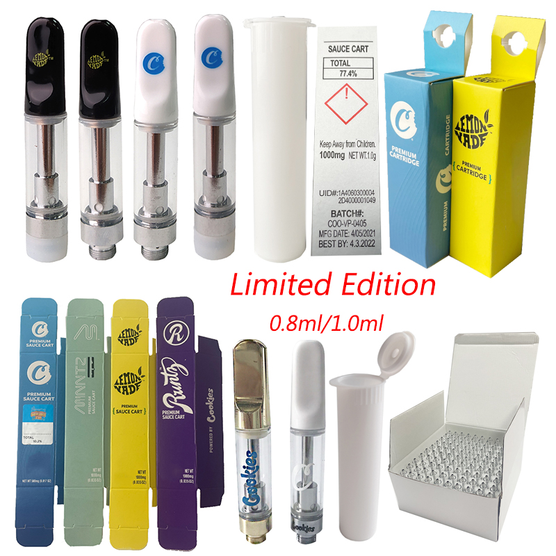 Cookies Premium Sauce Cart Limited Edition Atomizers 0.8ml 1.0ml Vape Cartridges Packaging Empty Oil Cartridge 510 Thread Ceramic Wax Dab Pen
Cookies Premium Sauce Cart Limited Edition Atomizers 0.8ml 1.0ml Vape Cartridges Packaging Empty Oil Cartridge 510 Thread Ceramic Wax Dab Pen