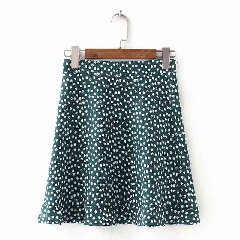 Summer female beach boho sexy mini skirt womens Casual floral Printed ruffles hem High-Waist Skirt skirts for women 210621