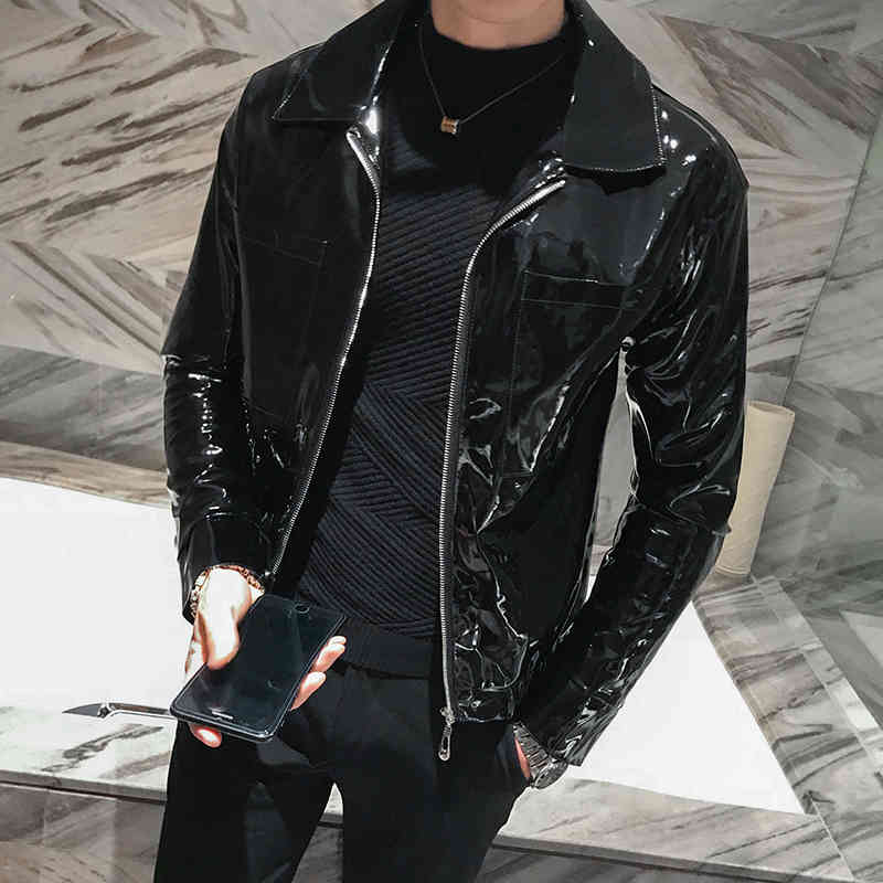 Men's Leather & Faux Bright leather jacket, male stage linen slim solid color. CLS6, 1# shoe box
Men's Leather & Faux Bright leather jacket, male stage linen slim solid color. CLS6, 1# shoe box