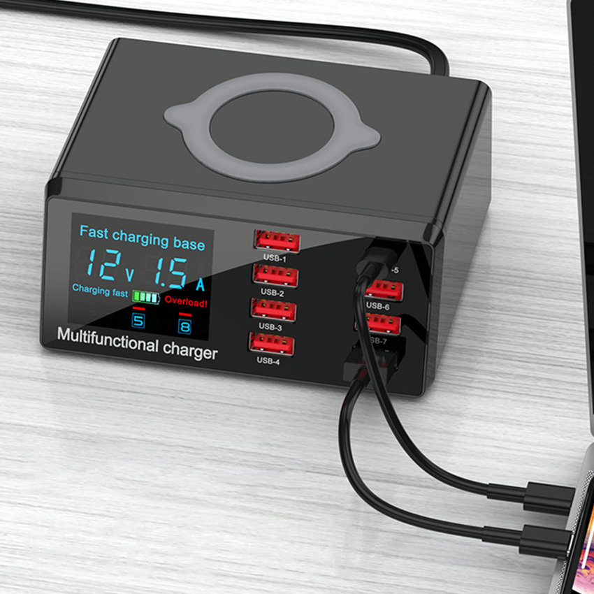 100W Multi USB Fast Charger PD Charge QC30 Adapter US EU UK Plug Wireless Quick Charging Station For Smart Phone Samsung HUAWAI821