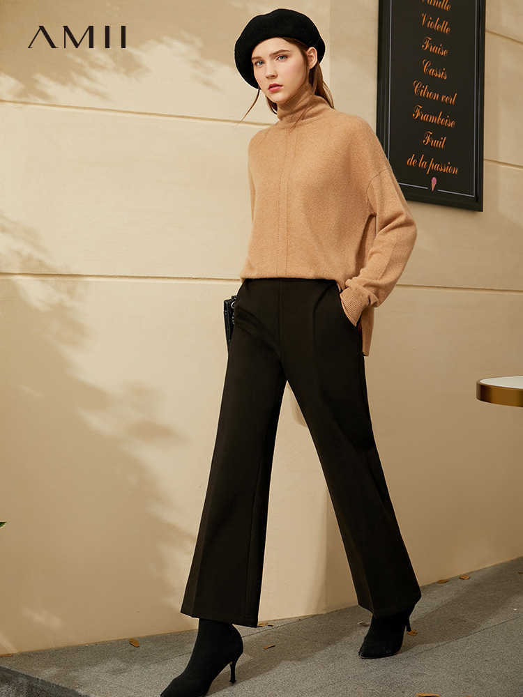 Minimalism Winter Trend Women's Pants Caual Solid Flare OLstyle Women Trousers 12030452 210527