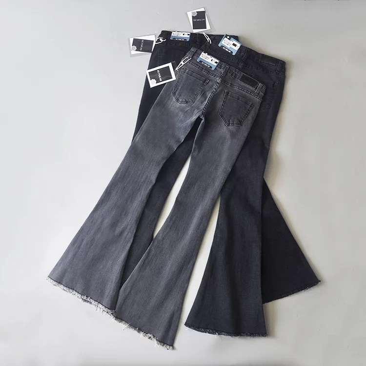 High Waist Jeans Blue Black Flare Jeans For Women Denim Skinny Womans Jeans Female Wide Leg Ladies Pants