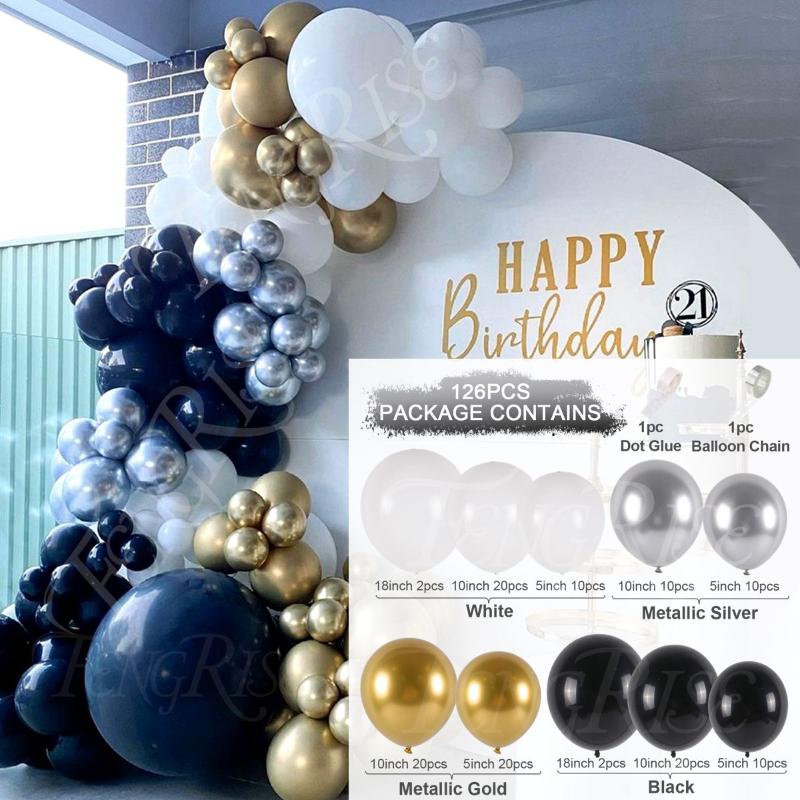 Party Decoration 121pcs Balloon Garland Arch Kit Chrome Gold Black Balloons Latex Globos Wedding Hawaiian Birthday Decorations