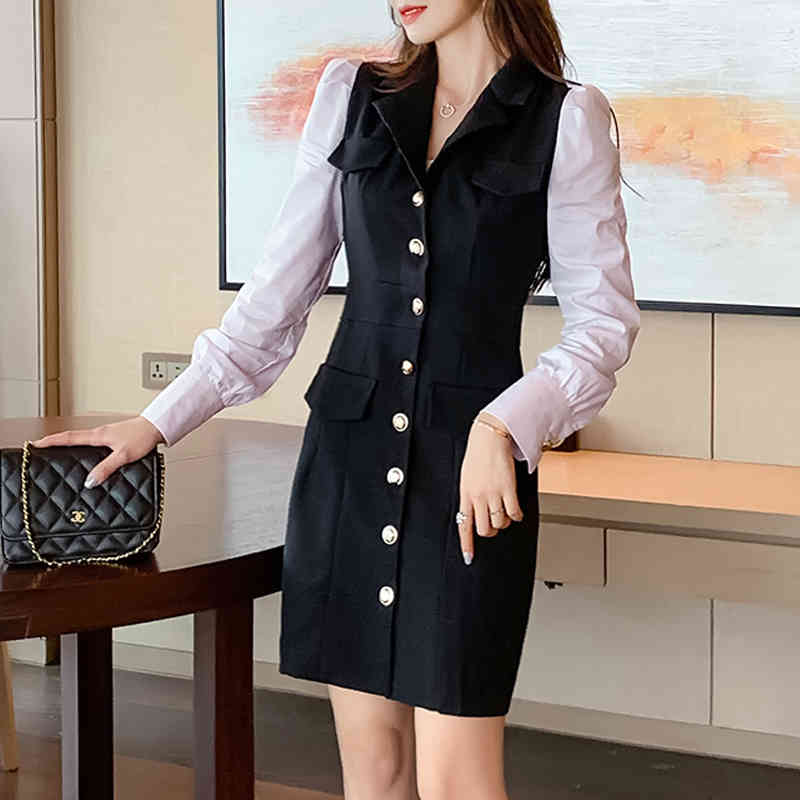 Fashion Shirt Dress Autumn Batwing Sleeve Loose Solid Color Stitching Striped Asymmetrical Dresses D12801X 210416