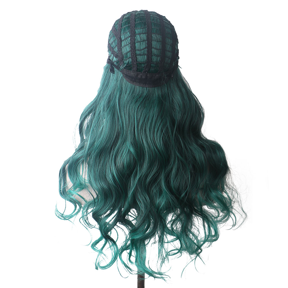 WoodFestival green wig long curly synthetic natural wavy wigs black ombre hair women fashion