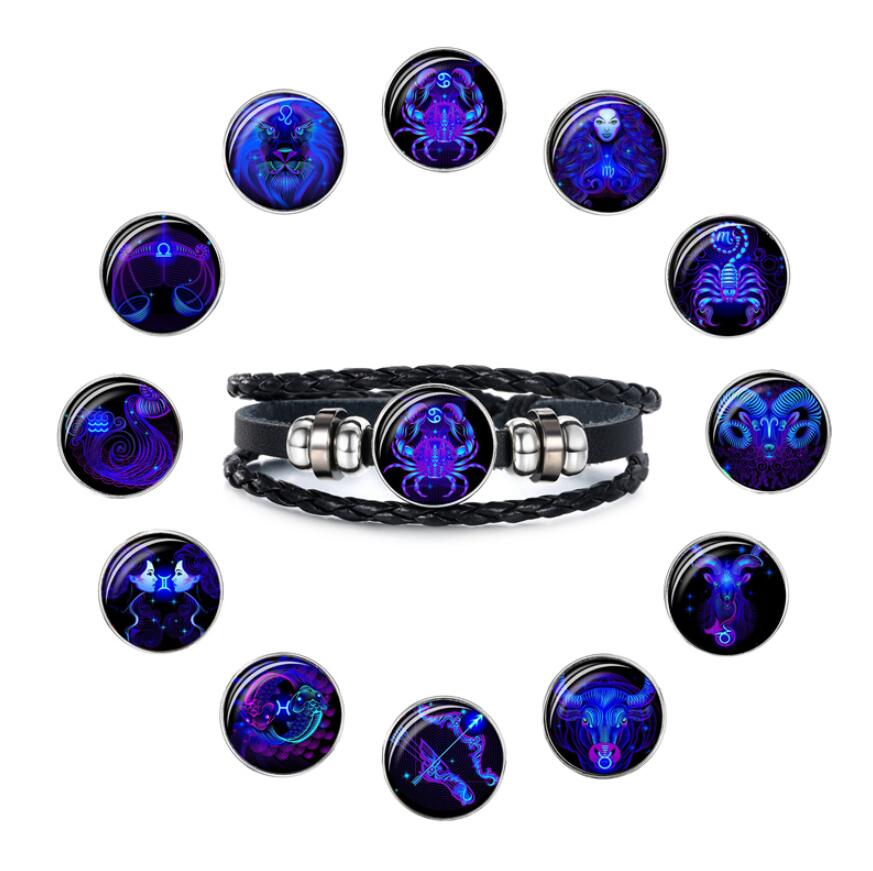 Luminous 12 Constellation Zodiac Barcelet Weave Multilayer Wrap Bracelets Wristband Cuff Buttons for Women Men Glass Cabochon Jewelry
Luminous 12 Constellation Zodiac Barcelet Weave Multilayer Wrap Bracelets Wristband Cuff Buttons for Women Men Glass Cabochon Jewelry