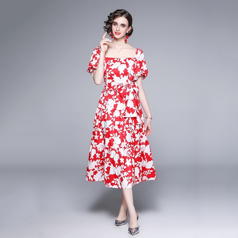 High Quality Summer Runway Dress Women Square Collar Puff Sleeve Floral Print Vintage Party Vestidos Robe N61136 210603, Red
High Quality Summer Runway Dress Women Square Collar Puff Sleeve Floral Print Vintage Party Vestidos Robe N61136 210603, Red