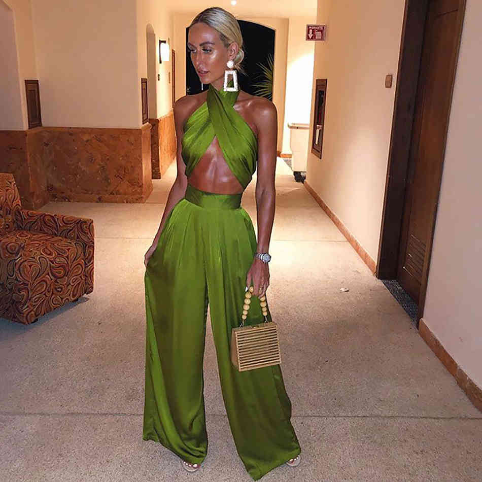 Fashion Summer High-Quality Ladies' Jumpsuit Halter Sexy Star Party Bodycon 210525