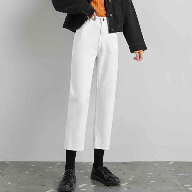 OL Wear High Waist Straight Wide Leg Pants Women Denim Vintage Fashion Jeans Trousers Femme Plus Size 5 Colors 210421