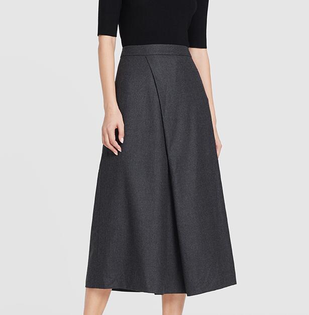 Skirts Elfbop Top Version Ladies Black/Gray Wool Blend Colid Color Simple Asymmetric Midi Skirt With Pleated Detail
Skirts Elfbop Top Version Ladies Black/Gray Wool Blend Colid Color Simple Asymmetric Midi Skirt With Pleated Detail