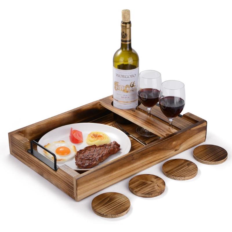 Dishes & Plates Rustic Wooden Serving Tray Plate Wine For Bed Ottoman Coffee Table Breakfast Tea With Glass Holder 4 Coasters
Dishes & Plates Rustic Wooden Serving Tray Plate Wine For Bed Ottoman Coffee Table Breakfast Tea With Glass Holder 4 Coasters