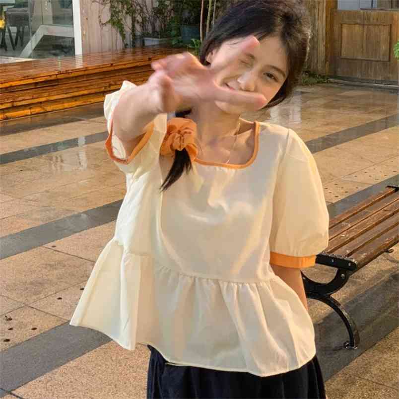 Korea Summer Women's Fashion Sweet Blouse Contrast Patchwork O-Neck Puff Sleeve Casual Loose Shirt Female 210519, Photo color
Korea Summer Women's Fashion Sweet Blouse Contrast Patchwork O-Neck Puff Sleeve Casual Loose Shirt Female 210519, Photo color