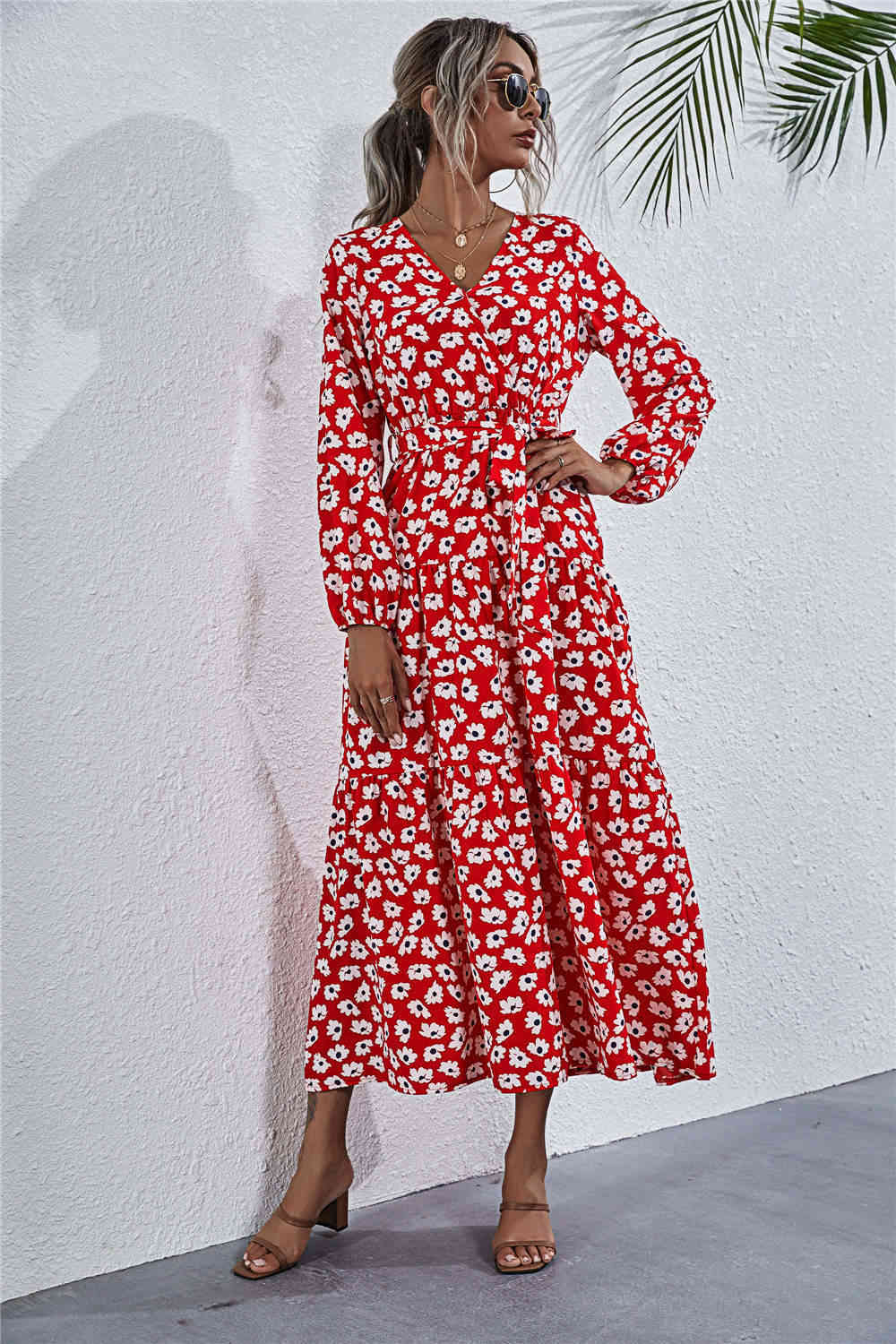 Maxi Dress Women Casual O-Neck Lantern Sleeve A-Line Long Dress Winter Wrap Floral Printed Party Dresses With Belt Clothing 210521, Pink
Maxi Dress Women Casual O-Neck Lantern Sleeve A-Line Long Dress Winter Wrap Floral Printed Party Dresses With Belt Clothing 210521, Pink