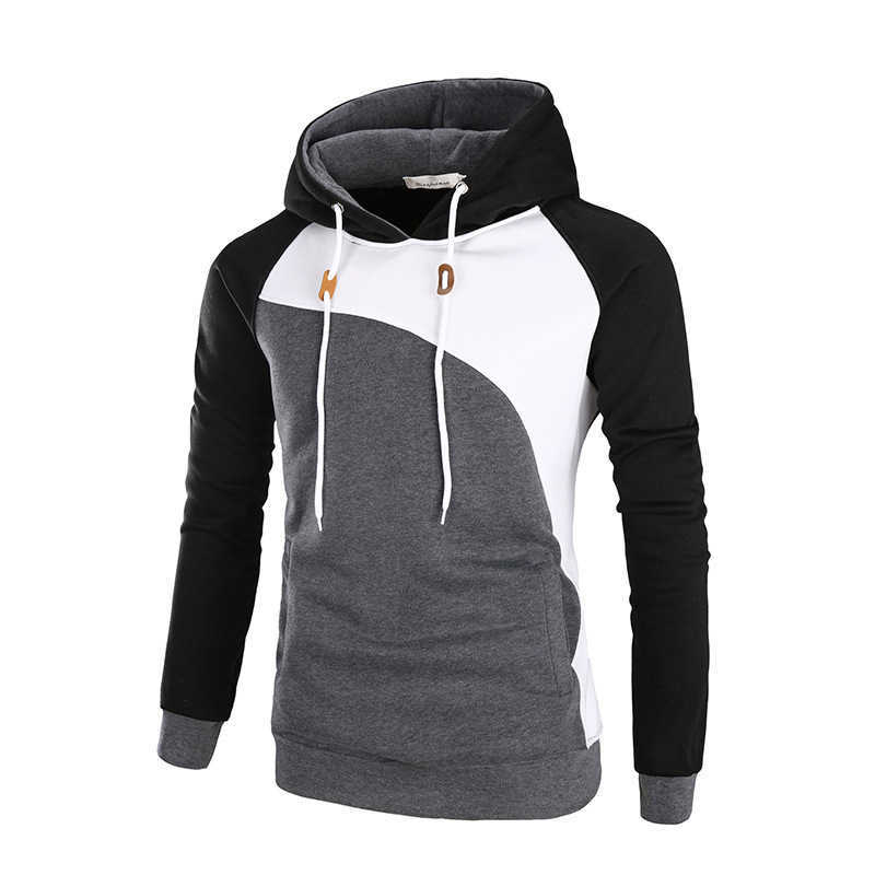 Autumn Winter Hoodies Men Patchwork Drawstring Sweatshirt Long Sleeve Casual Streetwear Hip Hop Hoody Tops Clothing male 210603