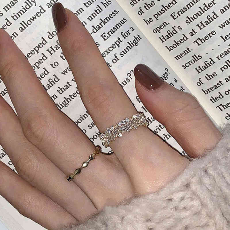 S925 Sterling Silver Super Flash Rhinestone Open Ring 2021 Niche Design Index Finger Fashion Personalized