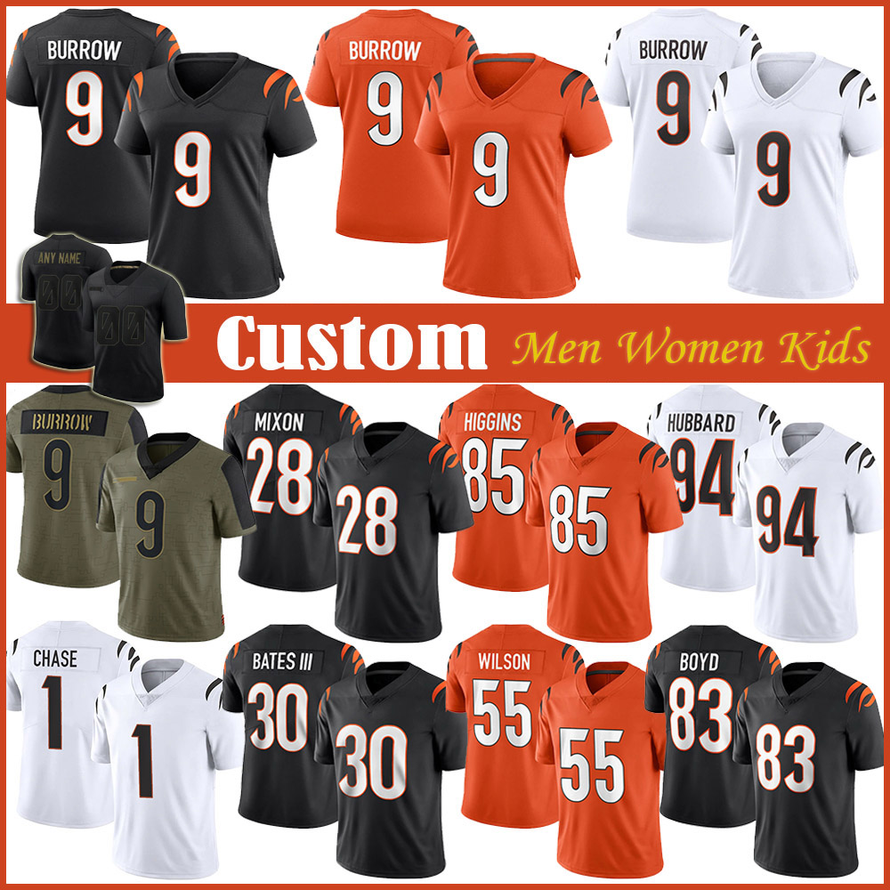 1 JaMarr Chase 9 Joe Burrow 28 Mixon Custom Men Women Kids Football Jersey 85 Tee Higgins 83 Tyler Boyd Sam Hubbard C.J. Uzomah Evan McPherson Jessie Bates III Logan Wilson, Shown 
1 JaMarr Chase 9 Joe Burrow 28 Mixon Custom Men Women Kids Football Jersey 85 Tee Higgins 83 Tyler Boyd Sam Hubbard C.J. Uzomah Evan McPherson Jessie Bates III Logan Wilson, Shown