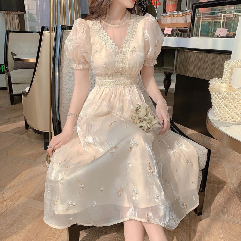 casual dresses vestido floral feminino de fada, elegante vestido verão coreano midi longo bordado boho praia férias x02d, Black;gray 
casual dresses vestido floral feminino de fada, elegante vestido verão coreano midi longo bordado boho praia férias x02d, Black;gray