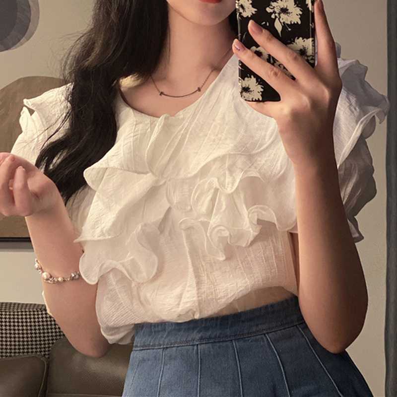 Summer Puff Sleeve Womans Tops French Vintage Casual White Blouses Short Chiffon Shirt Korean Elegant Women Shirts 210604
Summer Puff Sleeve Womans Tops French Vintage Casual White Blouses Short Chiffon Shirt Korean Elegant Women Shirts 210604
