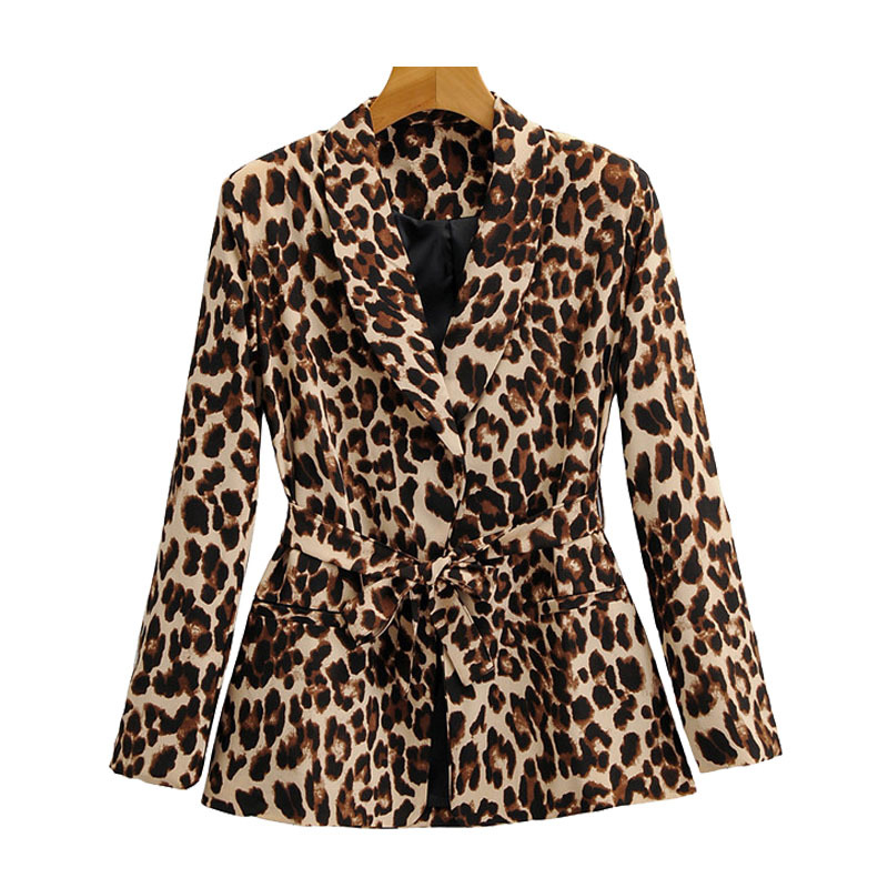 Women Fashion With Belt Leopard Print Blazer Coat Vintage Long Sleeve Animal Pattern Female Outerwear Chic Tops 210521, As picture
Women Fashion With Belt Leopard Print Blazer Coat Vintage Long Sleeve Animal Pattern Female Outerwear Chic Tops 210521, As picture