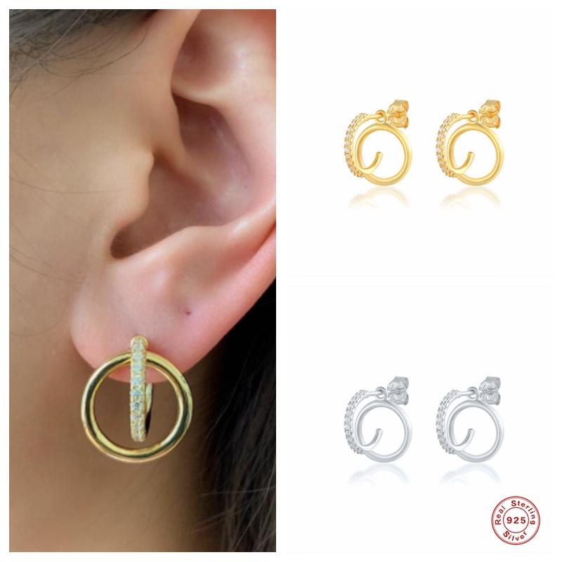 Stud GS 925 Sterling Silver Clear Crystal C Shape Earrings For Women Girls Two Circle Loop Earring Pendientes Fine Jewelry, Golden;silver
Stud GS 925 Sterling Silver Clear Crystal C Shape Earrings For Women Girls Two Circle Loop Earring Pendientes Fine Jewelry, Golden;silver