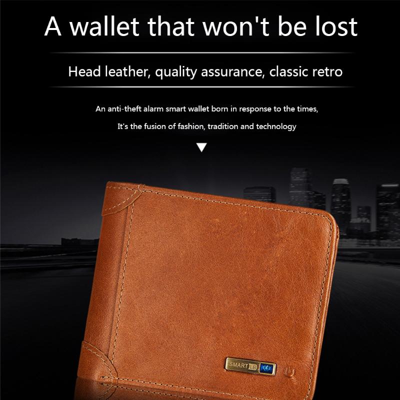 Wallets Men Bluetooth Smart Wallet PU Leather Anti-theft Intelligent Purse Male Card Holders Anti Lost For Outdoor Travel