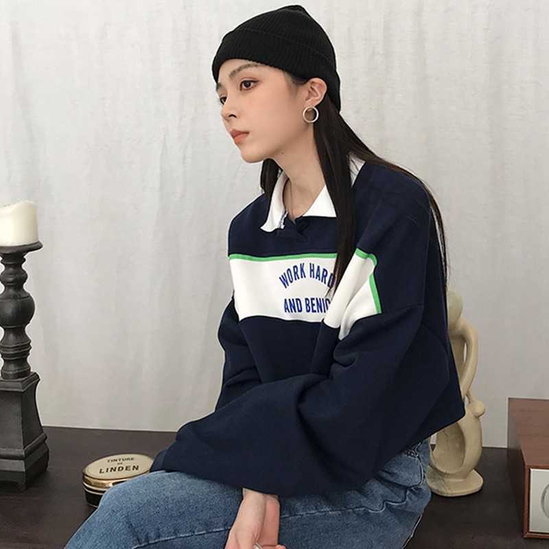 Yedinas Letter Short Hoodies For Women Fashion Long Sleeve O Nevk Hoody Ladies Korean Preppy Style Female Sweatshirt Autumn 210527