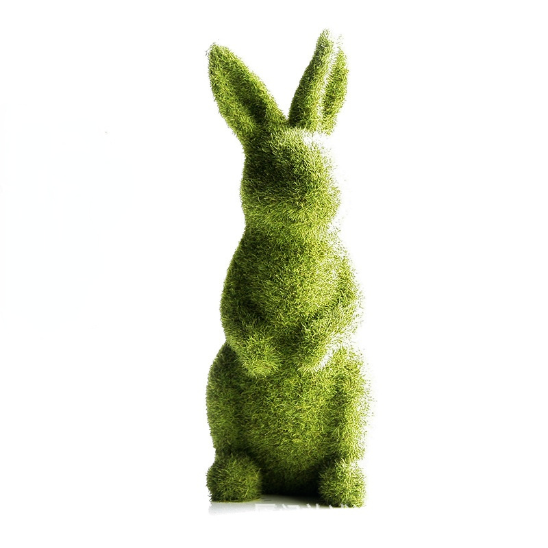 Easter Resin Simulation Flocking Rabbit Home Garden Courtyard Grass Outdoor Window Shooting Scene Decoration(The logistics price Pls Contact us)