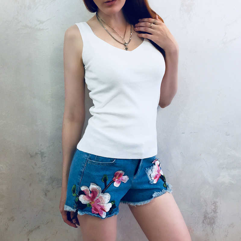 GOPLUS Sexy V Neck Knitted Crop Top Women's Shirt Plus size Tank Top Underwear Women Casual Streetwear Clothing For Women 210625