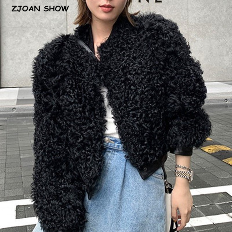Women' Wool & Blends Winter Korea Clothes Curly Circle Hairy Shaggy Faux Sheep Fur Jacket Streetwear Keep Warm Short Teddy Coat O, Black
Women' Wool & Blends Winter Korea Clothes Curly Circle Hairy Shaggy Faux Sheep Fur Jacket Streetwear Keep Warm Short Teddy Coat O, Black