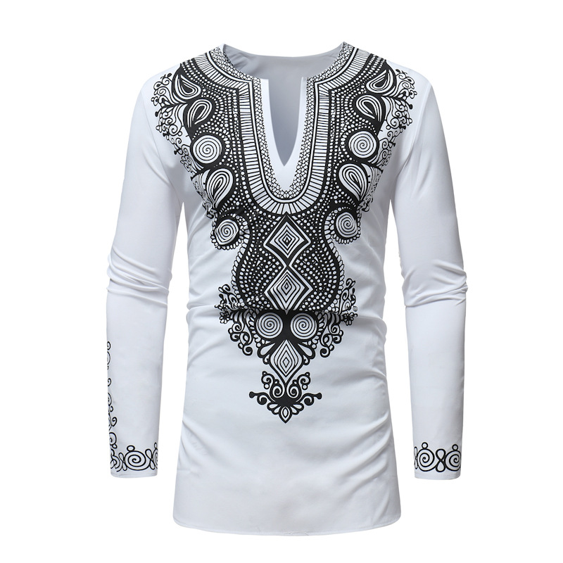 Original graphic design tribal pattern men's African large long-sleeved T-shirt fashion novelty luxury comfortable light and breathable, White;black
Original graphic design tribal pattern men's African large long-sleeved T-shirt fashion novelty luxury comfortable light and breathable, White;black
