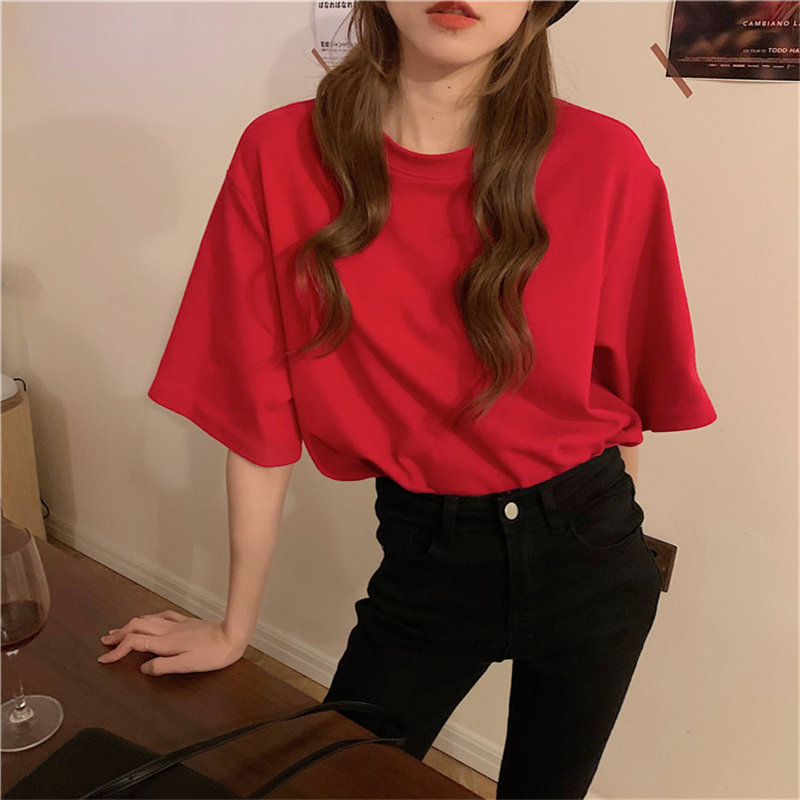 All Match Stylish Female T-Shirts Loose Women Solid Short Sleeves Casual Brief Chic Sexy Korean Tops 210421