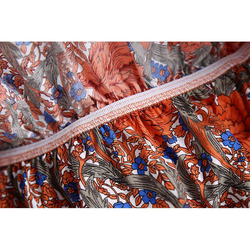 Women Print Tops Ruffled Cropped Shirt Chic Lady Fashion Casual Clothes 210517