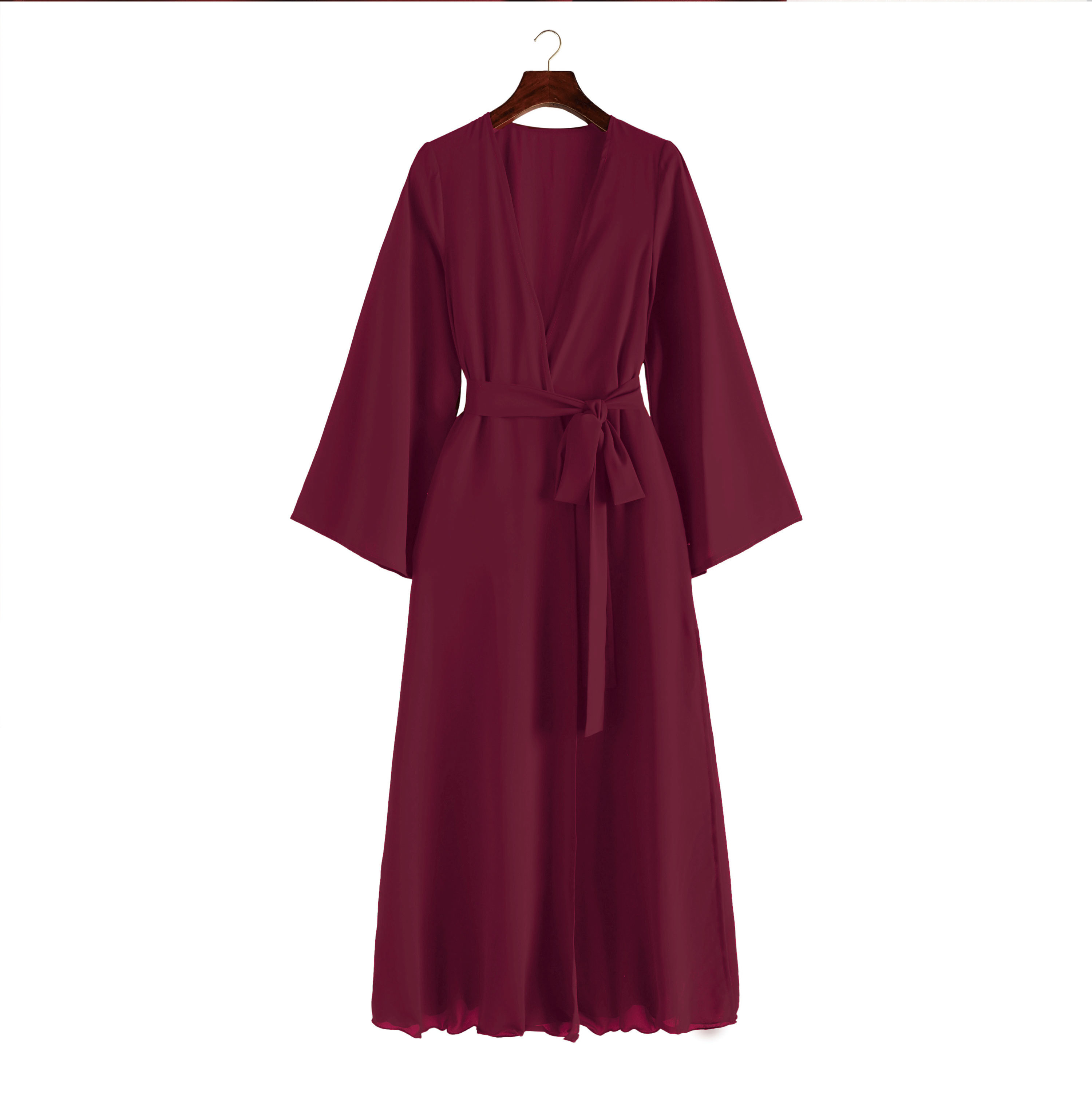 Elegant Self Belted Long Sleeve Summer Kimono Dress White Chiffon Tunic Plus Size Women Beach Wear Swim Suit Cover Up A802 210420