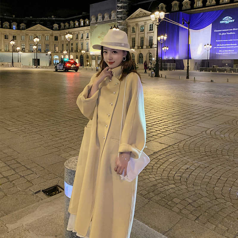 High Grade Double-Sided Woolen Coat In Long Wool Coat Doll Collar Fashion A-Line Loose Woolen Coat Women Winter Warm 211018, Sweet corn
High Grade Double-Sided Woolen Coat In Long Wool Coat Doll Collar Fashion A-Line Loose Woolen Coat Women Winter Warm 211018, Sweet corn