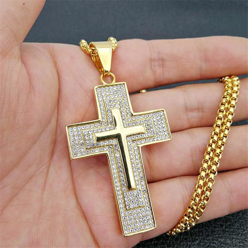 Pendant Necklaces Religious Iced Out Bling Cross Pendants For Women Men Gold Color Male Stainless Steel Christian Jewelry Drop, Silver
Pendant Necklaces Religious Iced Out Bling Cross Pendants For Women Men Gold Color Male Stainless Steel Christian Jewelry Drop, Silver