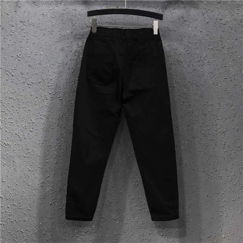 Arrival Summer Women Harem Pants Allmatched Casual Cotton Denim Elastic Waist Plus Size Yellow White Jeans D321 210922