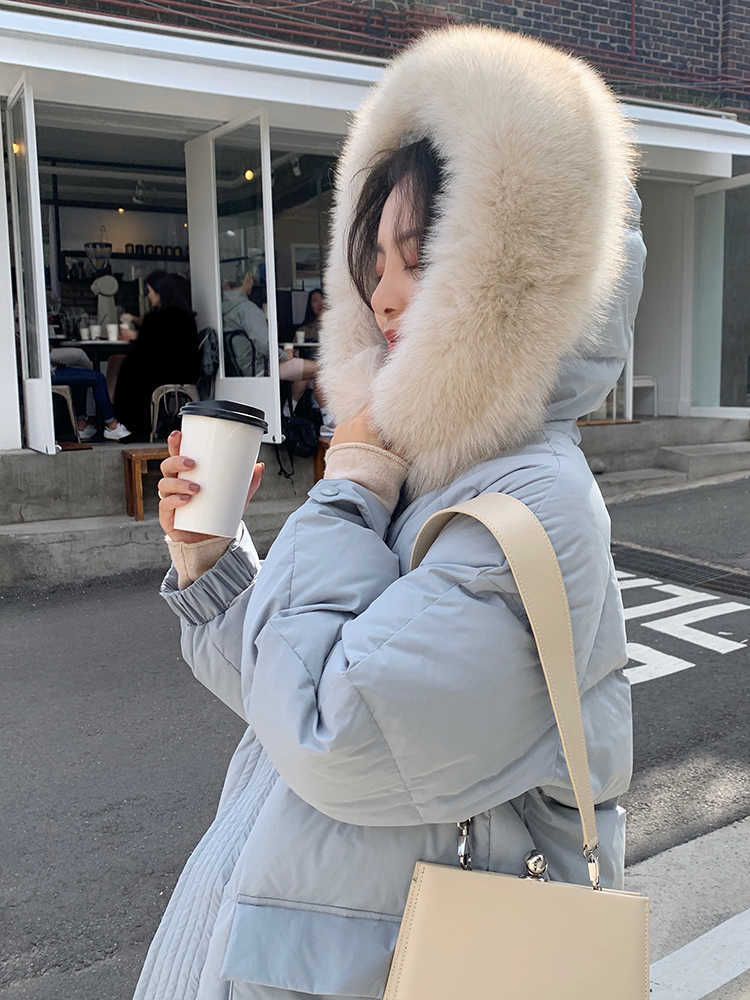 Long Down Padded Jacket Women's Winter Style Anti-season Fashion Thickening 211013