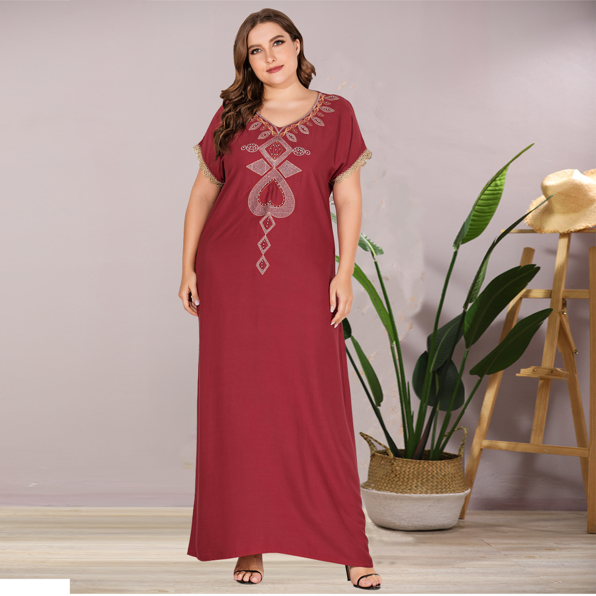 Beading Muslim Abaya Dress Women V Ne Moroccan Kaftan Djellaba Hijab Vestidos Islamic Clothing Short Sleeve Islam Ropa Summer
Beading Muslim Abaya Dress Women V Ne Moroccan Kaftan Djellaba Hijab Vestidos Islamic Clothing Short Sleeve Islam Ropa Summer