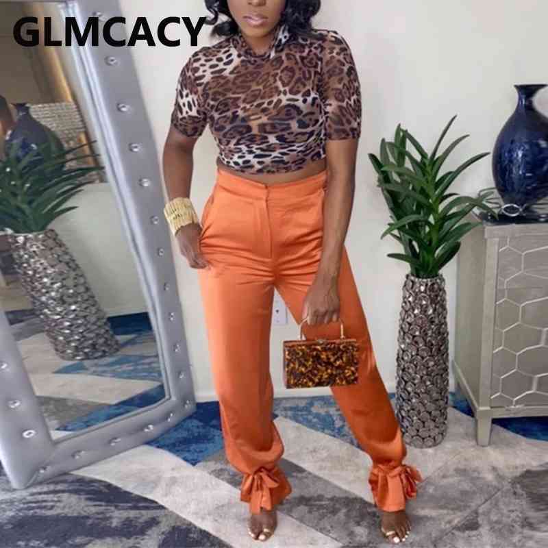 Women High Waist Tie Leg Pants Chic Streetwear Trousers 210702