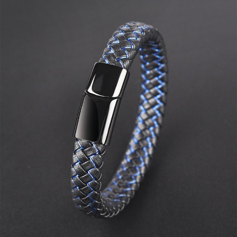 Charm Bracelets Men Jewelry Punk Black Blue Braided Leather Bracelet For Stainless Steel Magnetic Clasp Fashion Bangles Gifts
Charm Bracelets Men Jewelry Punk Black Blue Braided Leather Bracelet For Stainless Steel Magnetic Clasp Fashion Bangles Gifts