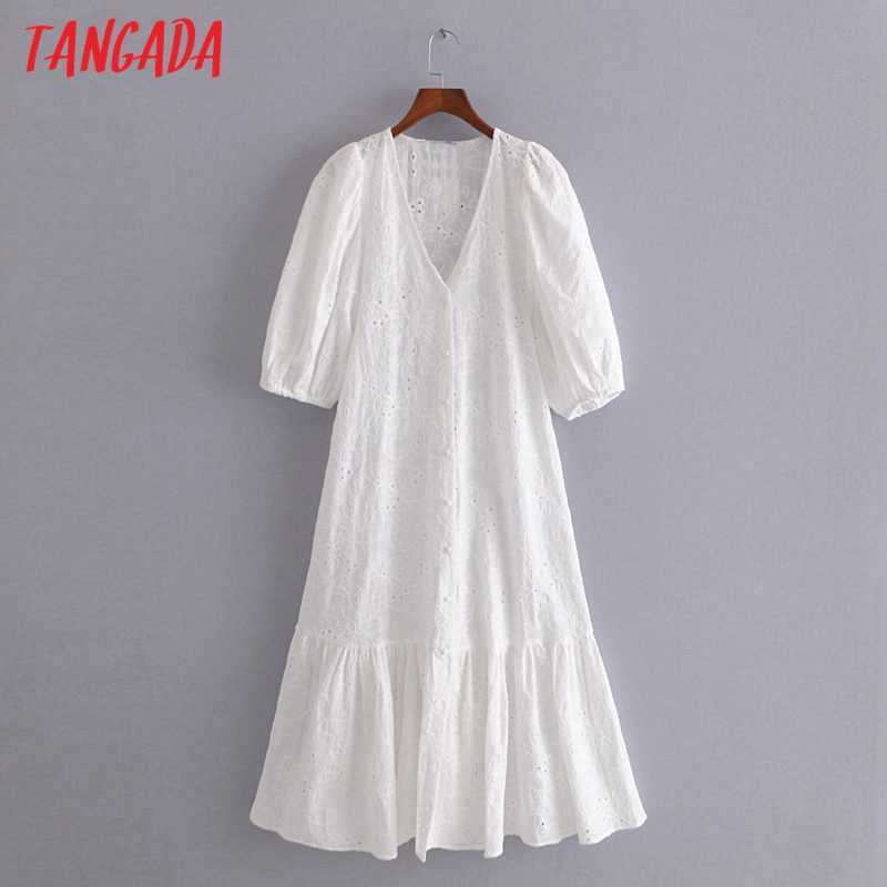 Tangada 2021 Summer Women Black Embroidery Cotton Dress V Neck Short Sleeve Ladies Long Dress Vestidos 3H76 Y0603, White
Tangada 2021 Summer Women Black Embroidery Cotton Dress V Neck Short Sleeve Ladies Long Dress Vestidos 3H76 Y0603, White