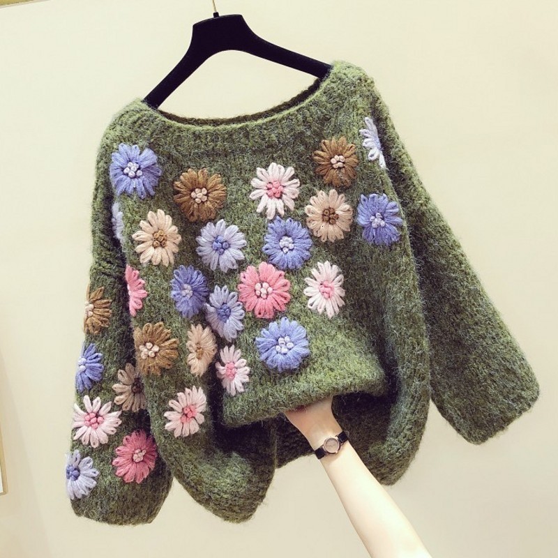 women's sweaters female sweater handcrafted retro, women's with three lazy flowers wind loose for women spring 2q4z, White;black
women's sweaters female sweater handcrafted retro, women's with three lazy flowers wind loose for women spring 2q4z, White;black
