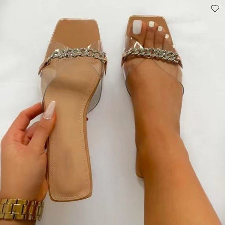 luxury slippers large size sandals summer sho fashion chain flat bottom one line women's slippers, Black
luxury slippers large size sandals summer sho fashion chain flat bottom one line women's slippers, Black